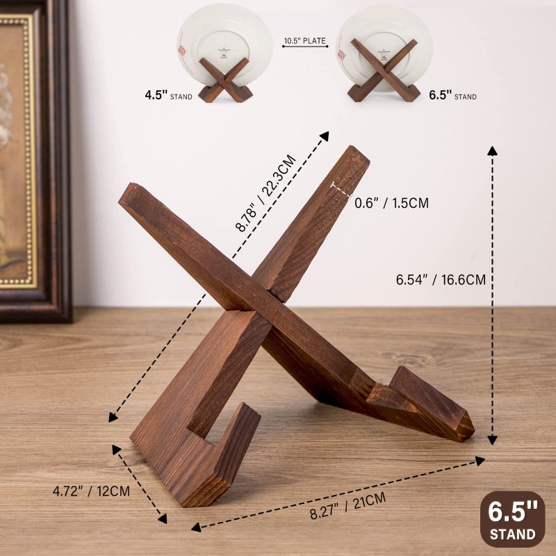ANBOXIT Plate Stand for Display - 3 Pack 6.5 Inch Plate Holder Display Stand  Wooden Picture Frame Stand  Decorative Table Top Easels for Display - Image 4